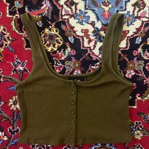 Lightweight olive green out from under crop top